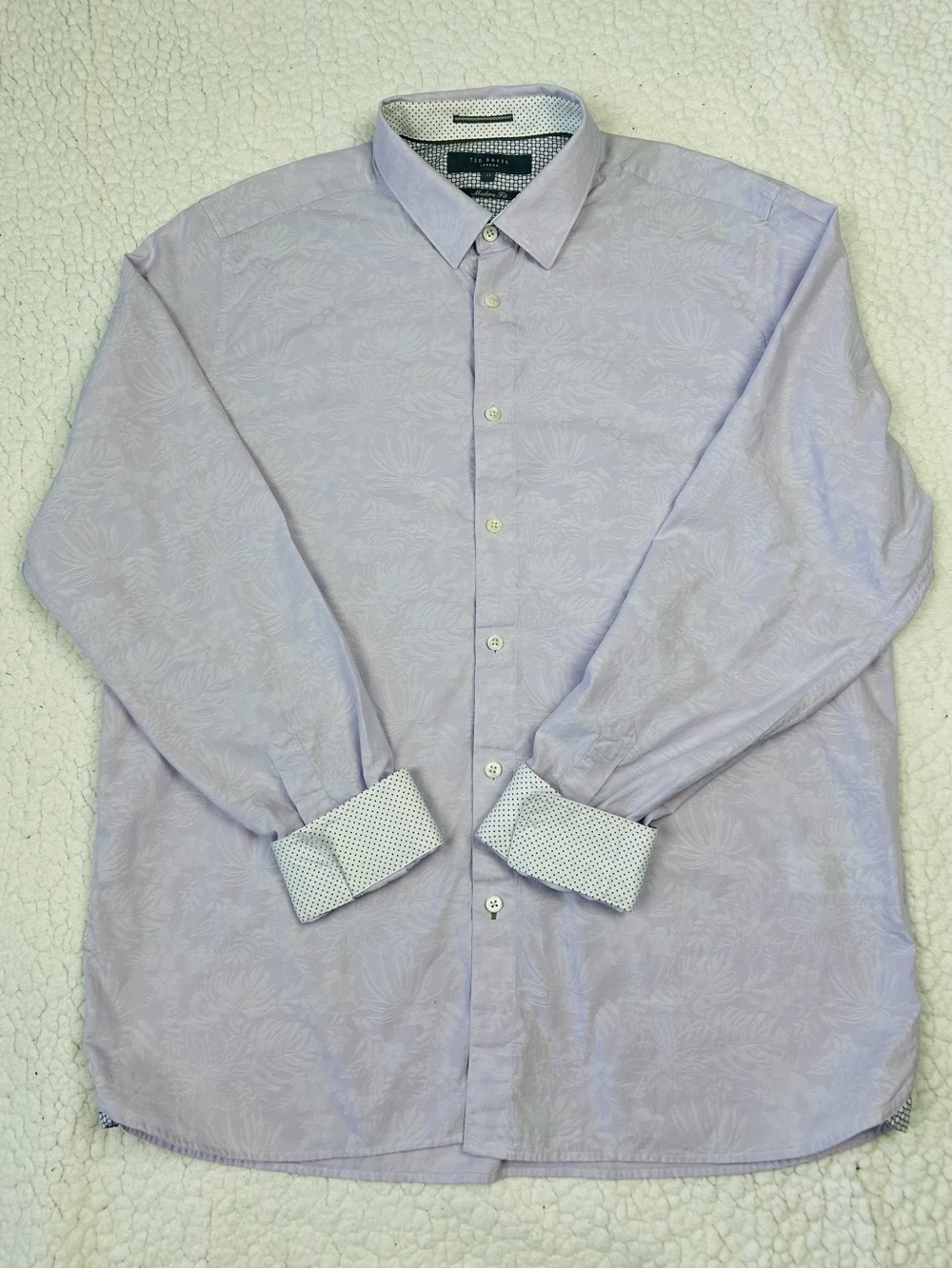 Ted Baker London Button Up Shirt Mens' Neck 17 Lavender Modern Fit  Flip Cuff